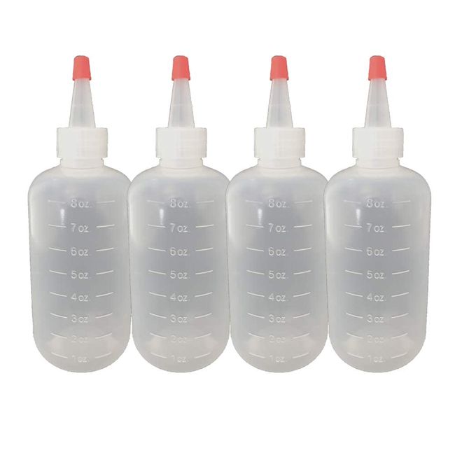 JADEWELL 4 Pack Applicator Bottles with Cap 8oz Oil Bottles for Hair Coloring Dyeing BPA Free