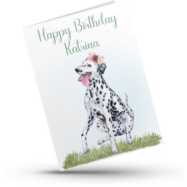 Personalised Dalmation Pet, Happy Birthday card DOG MUM,