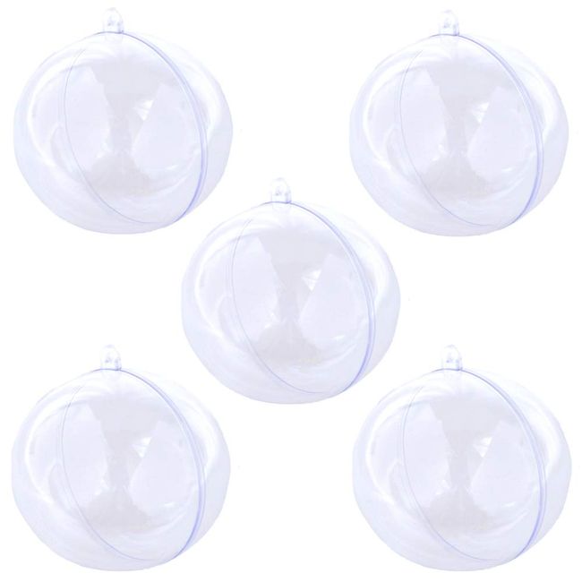 TKY Plastic Balls, Plastic Spheres, Ornaments, Balls, Decorative, Clear, Hollow, Spheres, Decoration, Storage, DIY 5 Pieces Set (3.1 inches (8 cm)