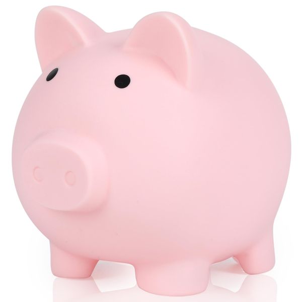 H&W Mini Piggy Bank, Plastic Coin Bank, Unbreakable Money Banks, Cute Piggy Banks for Kids, First Money Box, Best Birthday Gifts Home Decoration（Pink）