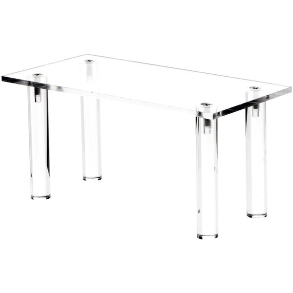 Plymor Clear Acrylic Rectangular 4-Leg Display Riser, 4" H x 8" W x 4" D (3 Pack)
