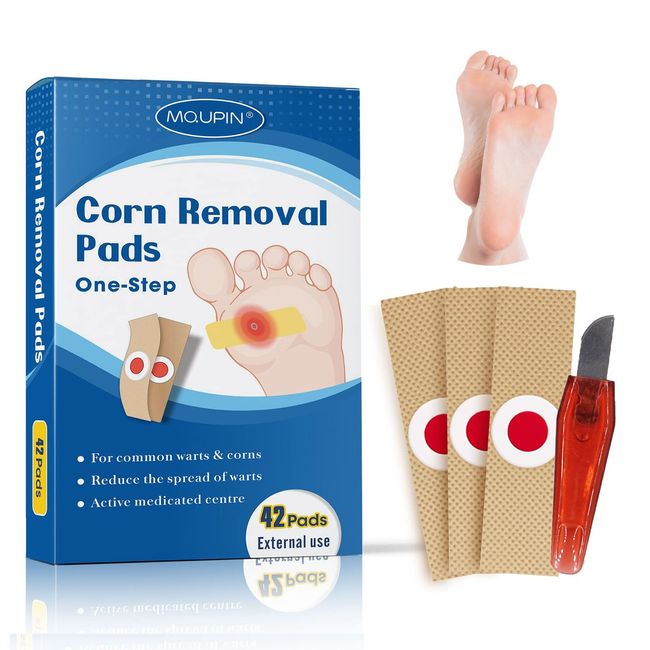 MQUPIN Corn Removal Pads, Warzen Remover, Corn Remover Pads, Corn Removal Pflaster mit Loch, Corn Removal Treatment Relief Corn Pain and Foot Care, Remove Corns, Callus, Warzen 42pcs/box