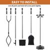 Fireplace Tools Set 5PCS 30.7"H Wrought Iron Fireside Large Fire Place Tool Sets