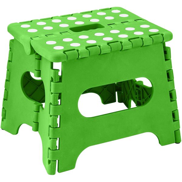 Folding Step Stool Lightweight Strong Compact Non-Slip Multi-Purpose Easy Carrying Foldable Stool for Kids & Adults, Kitchen Garden Bathroom (7 Inch Green)