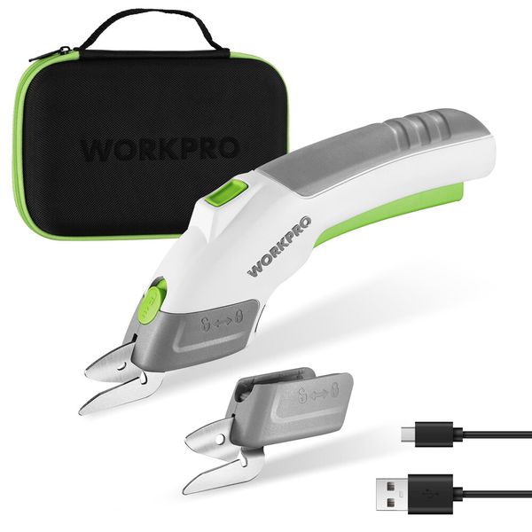 WORKPRO Cordless Electric Scissors 4V Rechargeable Powerful Shears Cutting Tool