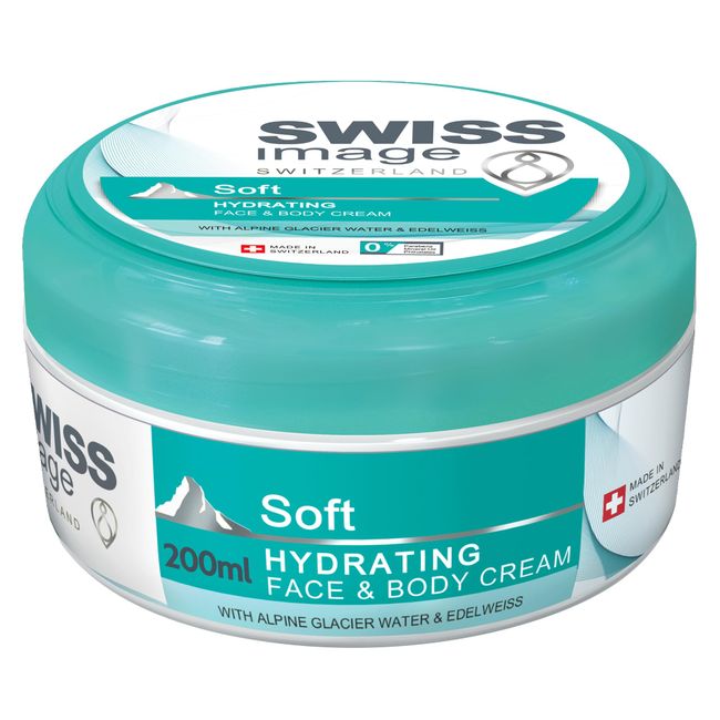 Swiss Image Soft Hydrating Face & Body Cream 200 ml, leicht, nicht fettend & feuchtigkeitsspendende Hand- und Körpercreme für den täglichen Gebrauch