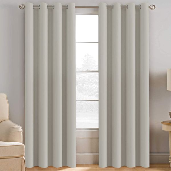 H.VERSAILTEX Room Darkening Curtain Thermal Insulated Curtain for Bedroom Window Treatment Grommet Curtain Panel Drapes, Energy Efficient for Living Room, Solid Ivory/Cream, One Panel, 52'W x 84'L