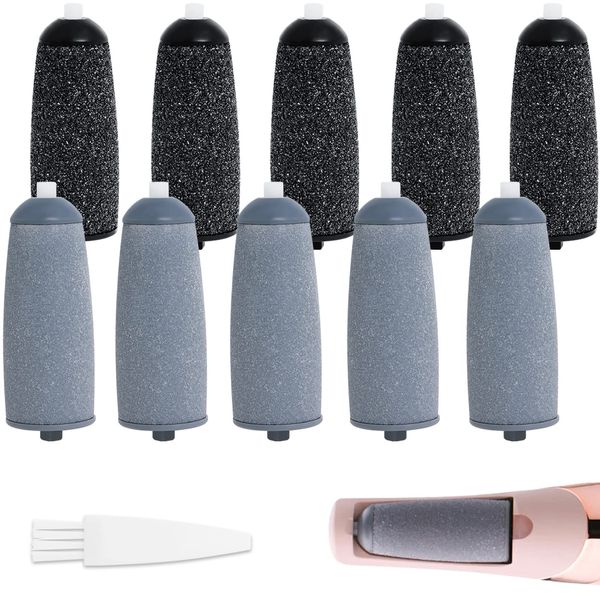 10 Pack Replacement Roller Refills Compatible with Finishing Touch Flawless Pedi Electric Tool File Include a Cleaning Brush (5 Coarse & 5 Fine Rollers)