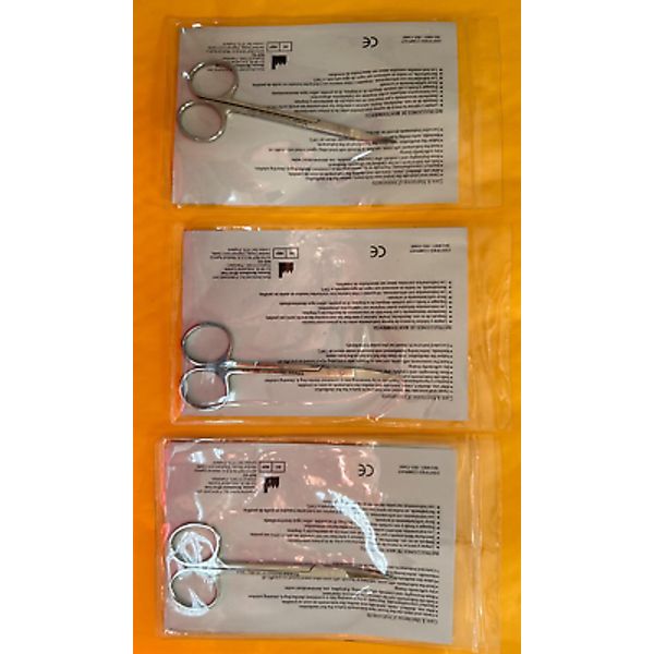 Iris Scissors Curved Surgical Dental Instruments SS.  3/Pack