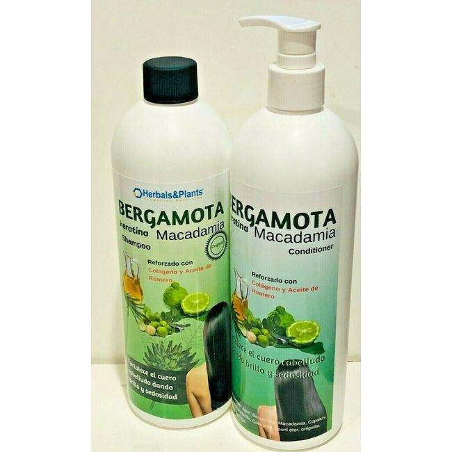 BERGAMOTA MACADAMIA SHAMPOO + CONDITIONER COLAGENO Y ACEITE DE ROMERO