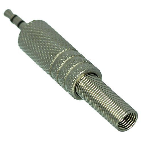 CESS 2.5mm Stereo Plug - Textured Anti-Slip Metal Housing, Solder-Type with Spring Strain Relief, 5-Pack for Audio DIY Projects
