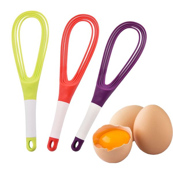 3 PCS Silicone Flat Whisk,Perfect for Non-Stick Cookware,Milk and Egg Beater Blender, Heat Resistant Kitchen Whisks for Whisking, Cooking, Baking, Beating