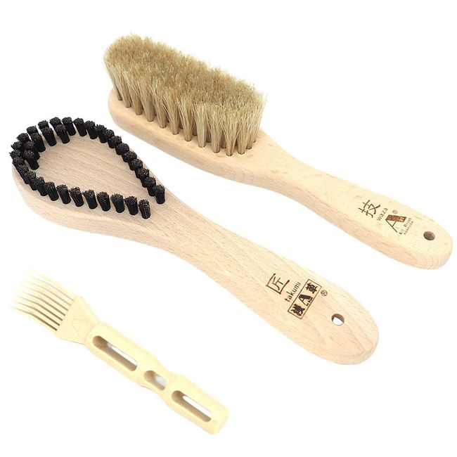 Asakusa Art Brush, Pill Removal Brush, Takumi & Clothes Brush "Technique" Set with Brush Cleaner, Genuine Product, Made in Japan, Petite Pill Brush Gift