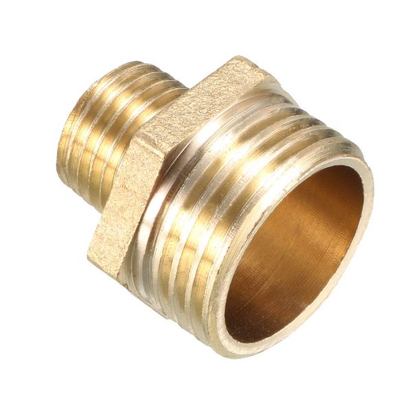 uxcell Pipe Fitting Hex Nipple Adapter Brass 1/2 PT Male x 1/4 PT