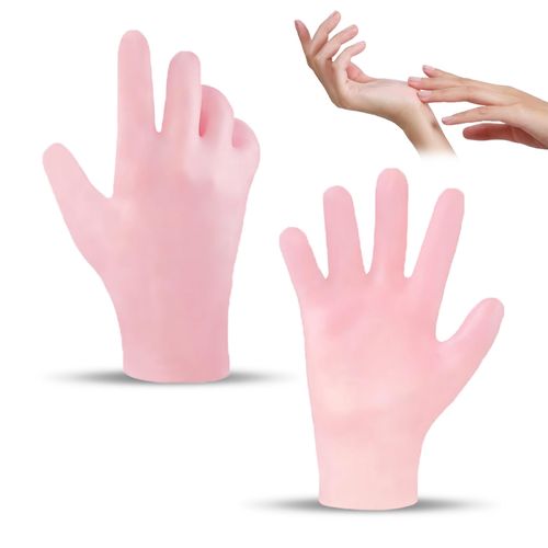 Moisturising Silicone Gloves Spa Gel Gloves Silicone Sleeping Gloves Reusable for Female Hand Care Repair Dry Cracked Rough Soft Calloused (1 Pair Pink)