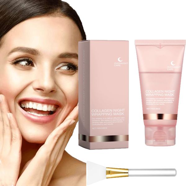 Collagen Night Wrapping Mask,Overnight Wrapping Peel Off Gesichtsmaske,Bio-Kollagen-Gesichtsmaske,Kollagen Nachtverpackungsmaske,Collagen Peel Off Maske Koreanisch,Wickelmaske für Nacht mit Kollagen