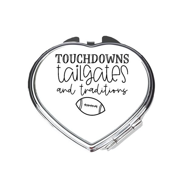 Touchdowns tailgates and traditions hobby statement [CM17 HAAS] compact pocket mirror - silver heart shape