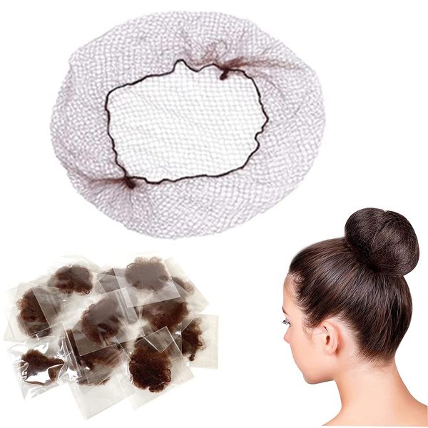 Invisible Hair Nets, 25 Pcs Hair Nets,Elastic Edge Mesh, Hair Nets for Women Bun,for Ballet, Dance, Nurse and so on (Brown)