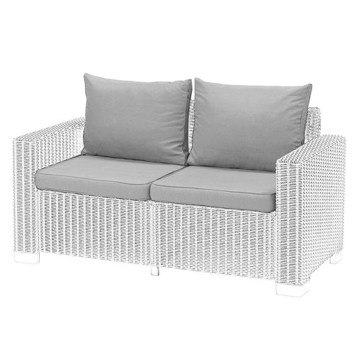 1,2 or 3 Seater Replacement Seat Cushion Pads for Keter Allibert California Rattan Outdoor Furniture | Water Resistant Rattan Patio Set Sofa Cushions Pads (2 Seater, Grey)
