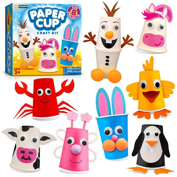 Arts and Crafts Kit for Kids Ages 3, 4, 5, 6 – Craft 8 Cute Animal Projects – Gift Crafts Set for Girls & Boys Ages 3-8