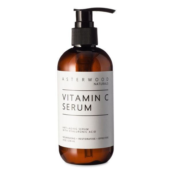 Asterwood Face Serum Vitamin C with Hyaluronic Acid, Anti Aging, Anti Wrinkle, Vitamin C Serum for Face Dark Spots, Eye Serum, Facial Skin Care Products, Classic Formula Pump Bottle (8 oz)