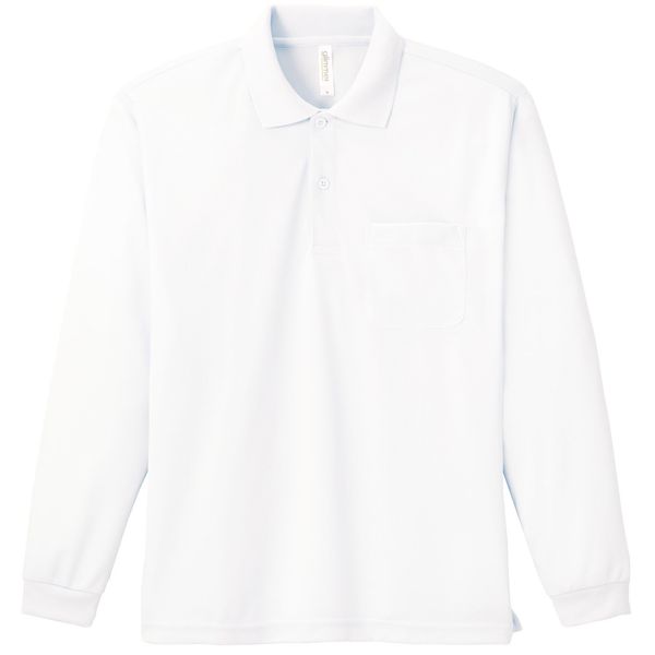 Glimmer 00335-ALP/00335-JSH Long Sleeve Polo Shirt, 4.4 oz, Dry, Long-sleeved, With Pockets, Mens - Polo Shirt whites