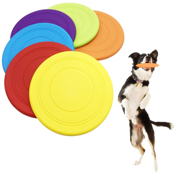 Bvrbaory 6 Pack Dog Flying Disc,Dogs Training Interactive Toys,Puppy Flyer Toy Dog Flyer,Lightweight Soft Floating Saucer for Small Medium Dog Outdoor Sport,Safe on Teeth