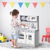 Kids Kitchen Play Cooking Toy Set w/ Sound & Light, for 3+ Years Old, Grey