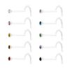 10pcs Clear Acrylic Nose Studs Screw Coloured Gem Retainer Piercing- 20G