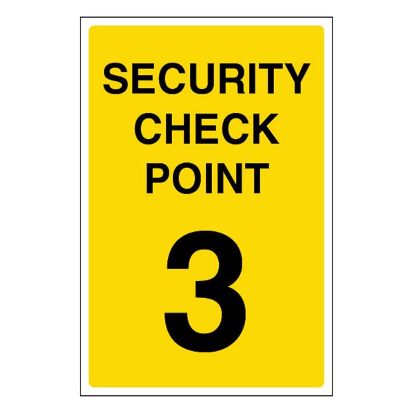 V Safety Security Check Point 3 100 x 150 mm - 1mm Rigid Plastic