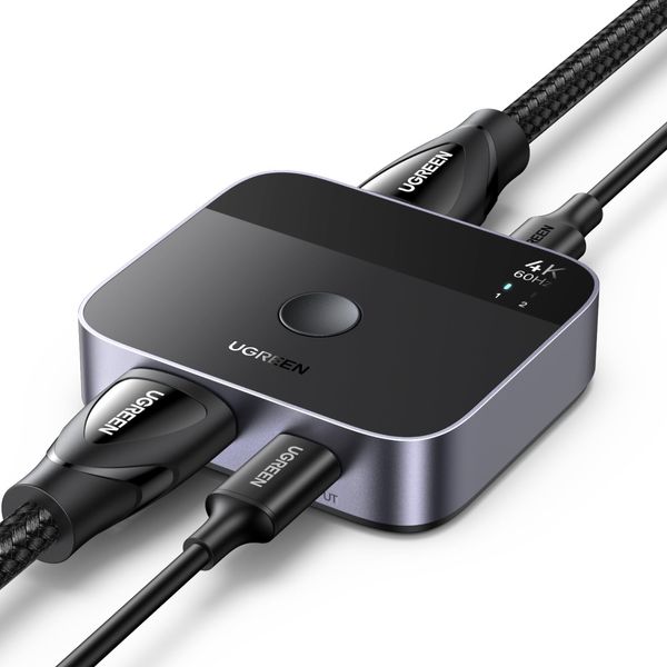 UGREEN USB C+HDMI Switch 2 in 1 Out 4K@60Hz, Aluminum HDMI+USB C Switcher 2 Computers Supports 3D HDR HDCP2.2 Compatible with Laptops, Tablets, MacBook Air/Pro, Smartphones, Steam Deck, PS5/4, Xbox