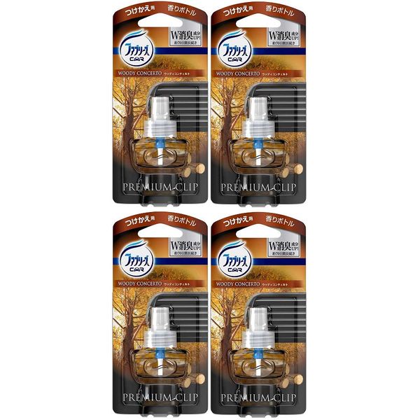 Febreze Car Air Freshener Premium Clip Woody Concert Refill 0.2 fl oz (7 ml) x 4 Packs