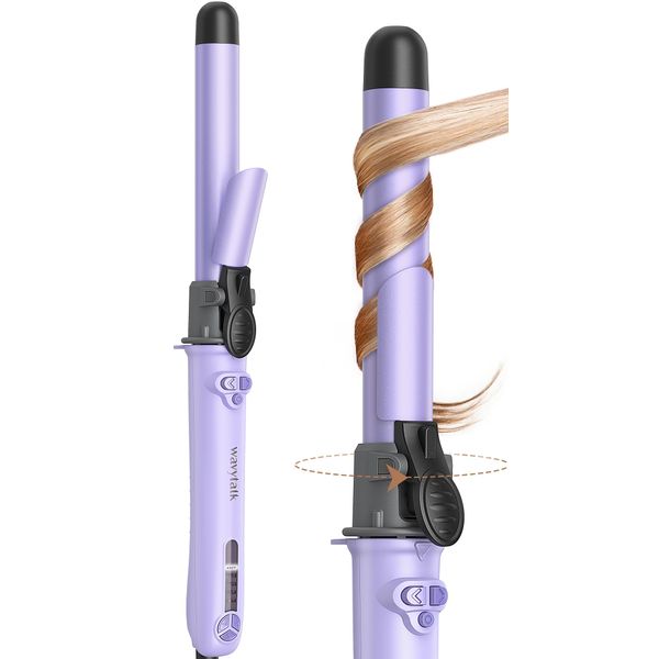 Wavytalk Rotating Curling Iron, 1 Inch Automatic Curling Iron Get Effortless Waves, Rotating Curling Iron up to 430℉ with Home Button, Purple