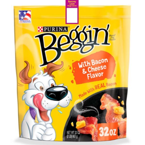 Purina Beggin' Strips Real Meat Dog Treats, Bacon & Cheese Flavor - 32 oz