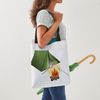 CafePress Camping Tent And Campfire Polyester Tote Bag 16"x16"