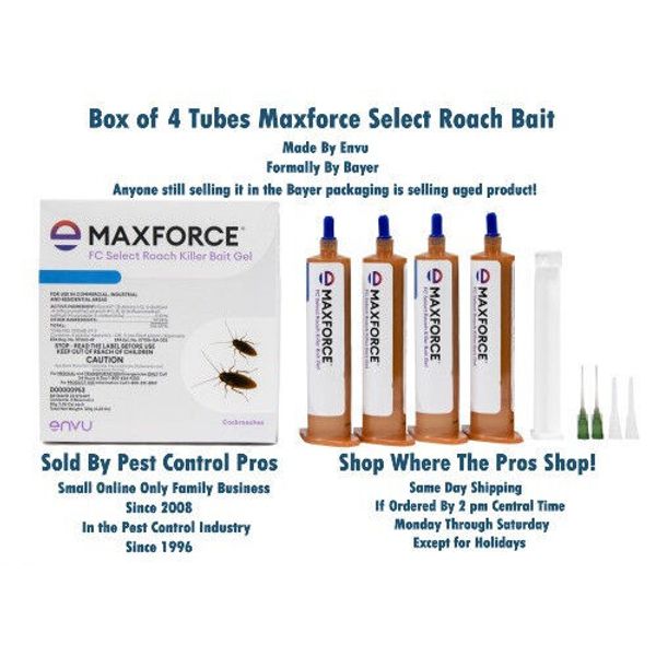 4 Tubes Maxforce FC SELECT Cockroach German Roach Control Bait Gel All Roaches