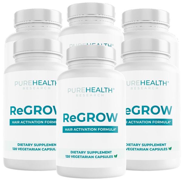 ReGrow Hair Growth Vitamins with Biotin, Hair Supplement, PureHealth Research x6