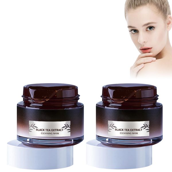 2Pcs Black Tea Mask,Black Tea Extract Cleansing Mask,Black Tea Peel Off Maske,Schwarztee Gesichtsmaske,Black Tea Skinning Gesichtsmaske,Set Zur Tiefenreinigung,Reduzierung Von Akne Und Mitesser