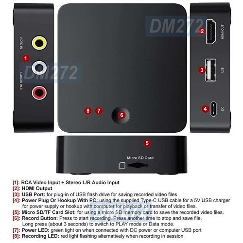 Digital MP4 Video Recorder with HD Output Micro SD Card Input and USB 2.0 Input