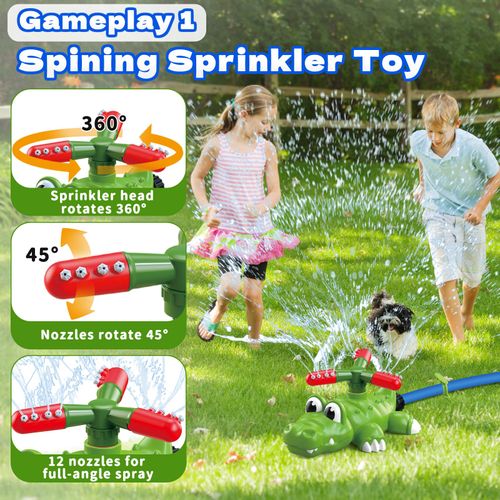 Intoypad 4-in-1 Sprinkler Baseball & Water Ball Toy, Spinning Sprinkler with 3 Jets, 4 Baseballs & 6 Reusable Water Balls, Outdoor Summer Toys for Boys Girls Outside Water Game Toys for Kids Ages 3-8