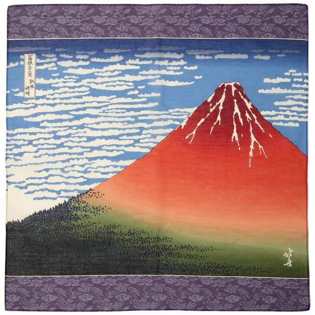 Yamamoto Hitoto Shoten Japanese Goods Kyoto Accessories Handkerchief [Kyosai] Red Fuji C Mura, Approx. 18.7 x 18.7 inches (47.5 x 47.5 cm)