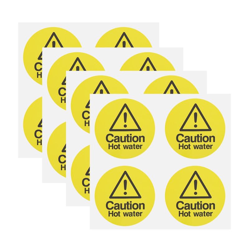OTOTEC 50 adesivi di sicurezza in PVC con scritta in lingua inglese Caution Hot Water Safety Sign, per cucina, ristorante, giallo e nero