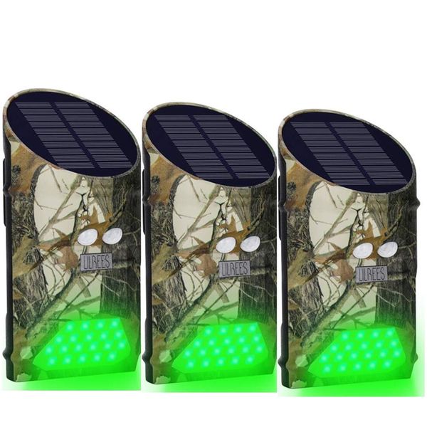 Lilbees Solar Deer Feeder Lights Motion Activated Green Hog Lights for Predator Coyote Pig Varmint Night Hunting(G300)(Pack of 3)