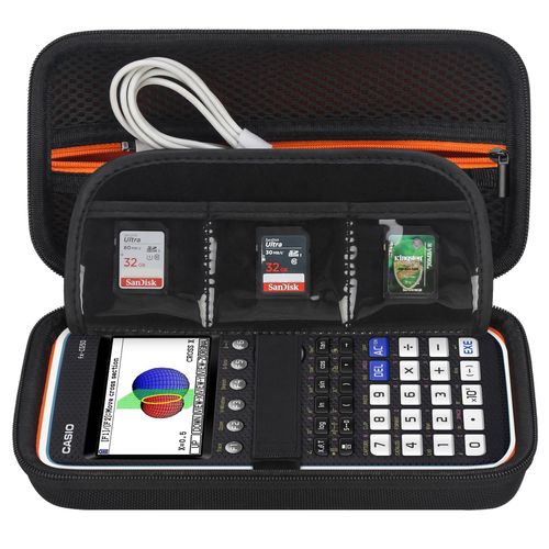 Elonbo Carrying Case for Casio fx-CG50 PRIZM/fx-9750GIII Color Graphing Calculator/ 991ES Plus/ 991CW/ 115ES Plus/ 300ES/ 300MS Standard Advanced Scientific Calculator, Mesh Pocket Fits Cable, Black
