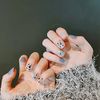 Set of 24 White and Gray Leopard Matte Coat Nails
