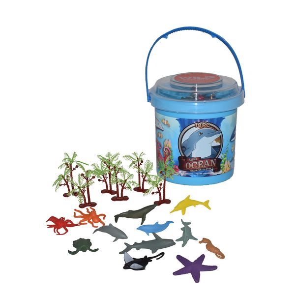 Wild Republic Aquatic Animals Bucket, Toy Figures, Kids Gifts, Ocean Theme Party Supplies, Sea Creatures, 18Piece