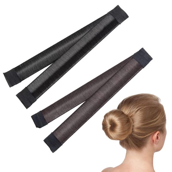 Haarknotenmacher,Dutt-Maker Für Haare,Hair Bun Maker,Hair Bun,Donut Hair Bun Maker,Donut-Haarknoten,Donut Tools,Twist Hair Bun Maker,Damen Kinder Dutt Haar Zubehör,2 Stück(Braun+Schwarz)