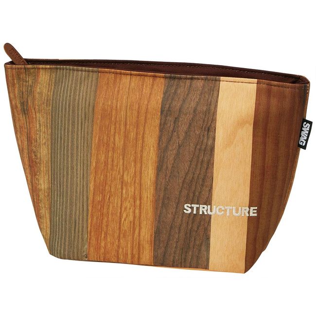 Skater KBC4 Pouch-Shaped Lunch Bag, Cold Insulation, Zipper Type, Wood Grain, Brown, 11.8 x 8.7 x 4.7 inches (30 x 22 x 12 cm)