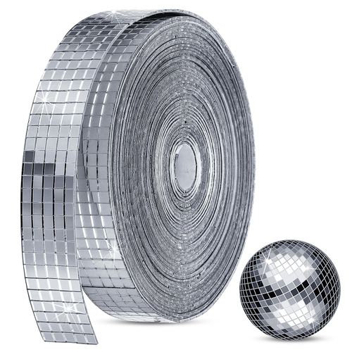 SATINIOR 5000 Pcs Disco Ball Mirror Tiles Self Adhesive for Crafts 5 x 5 mm Small Disco Tape Ball Stickers Square Mosaic Tiles Mirror Pieces for DIY Craft Party Decor
