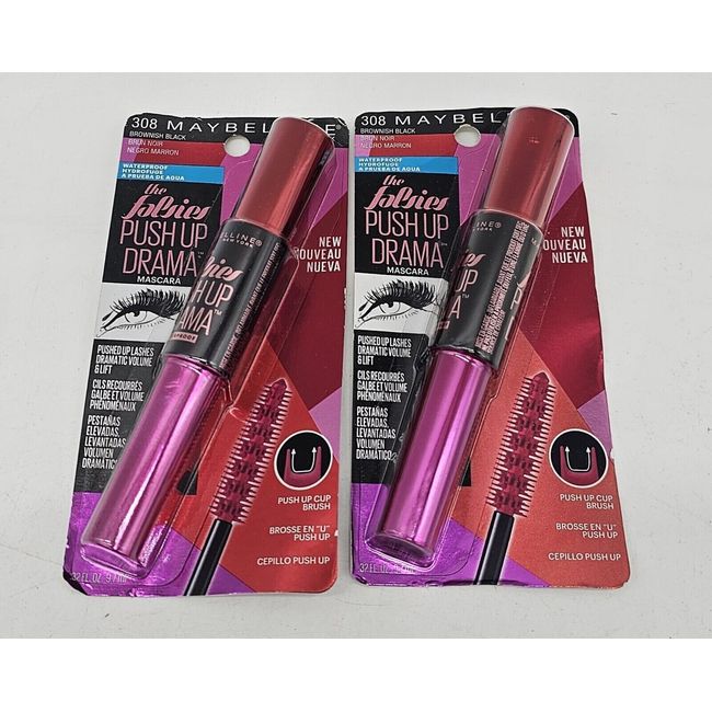 (Pack 2) Maybelline The Falsies Push Up Drama Mascara, 308 Brownish Black 0.33oz